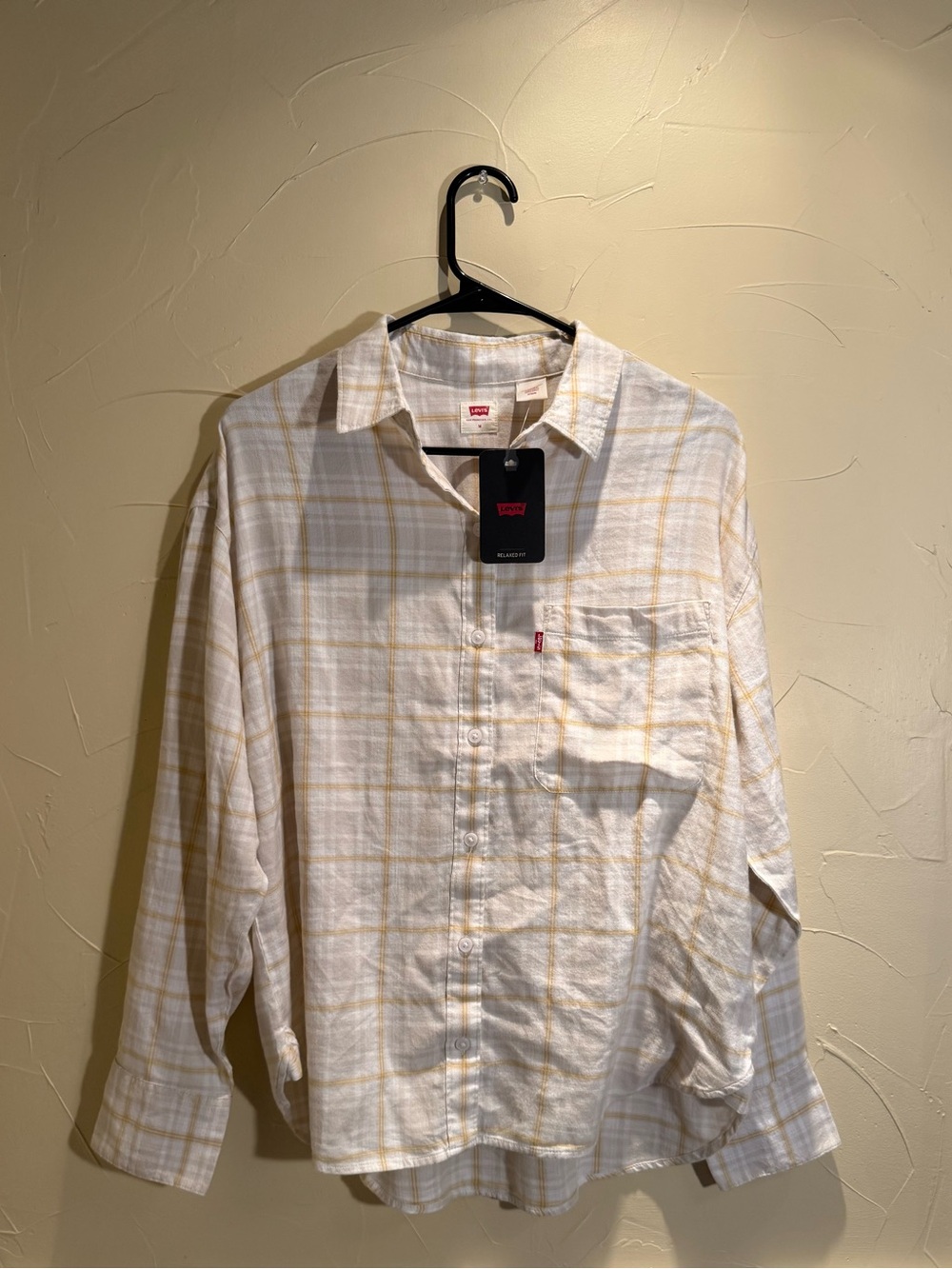 Levi's Cream and Yellow Plaid Button-Down Shirt